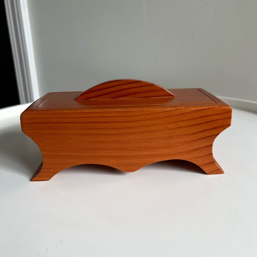 Vintage Wooden Trinket Box With Lid Signed Jewelry Small Keepsakes
